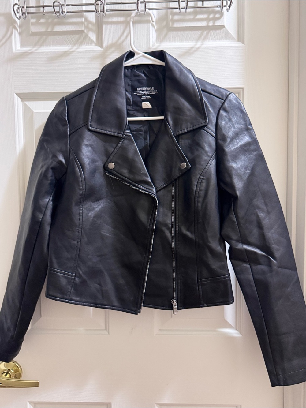 Riverdale Black Faux Leather Moto Jacket — Cropped Asymmetrical Zip